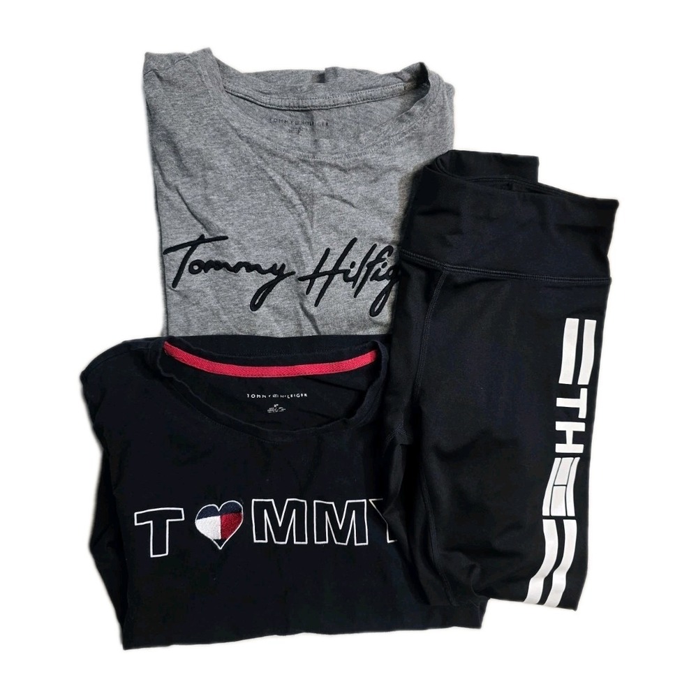 Tommy Hilfiger Women's Tshirt Leggings Small Gray Logo Lot Of 3